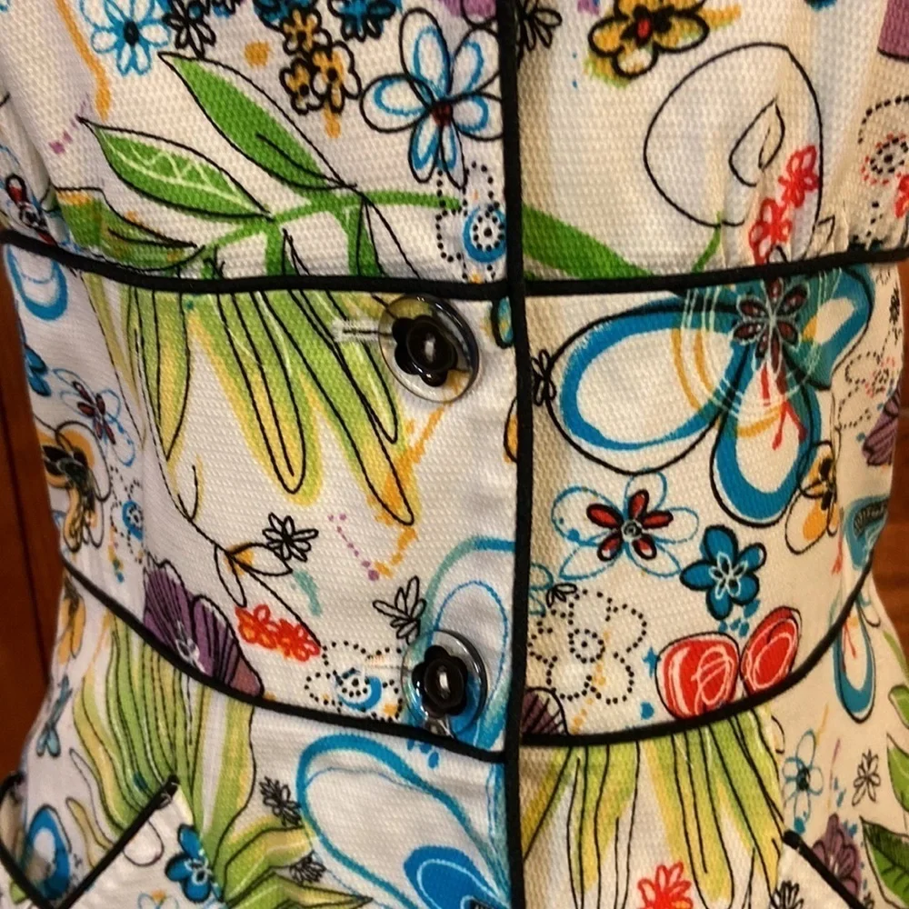 600 West Floral Capped Sleeve Slight Fit & Flare Flare/Summer Dress Casual Sz 8 - Picture 10 of 16